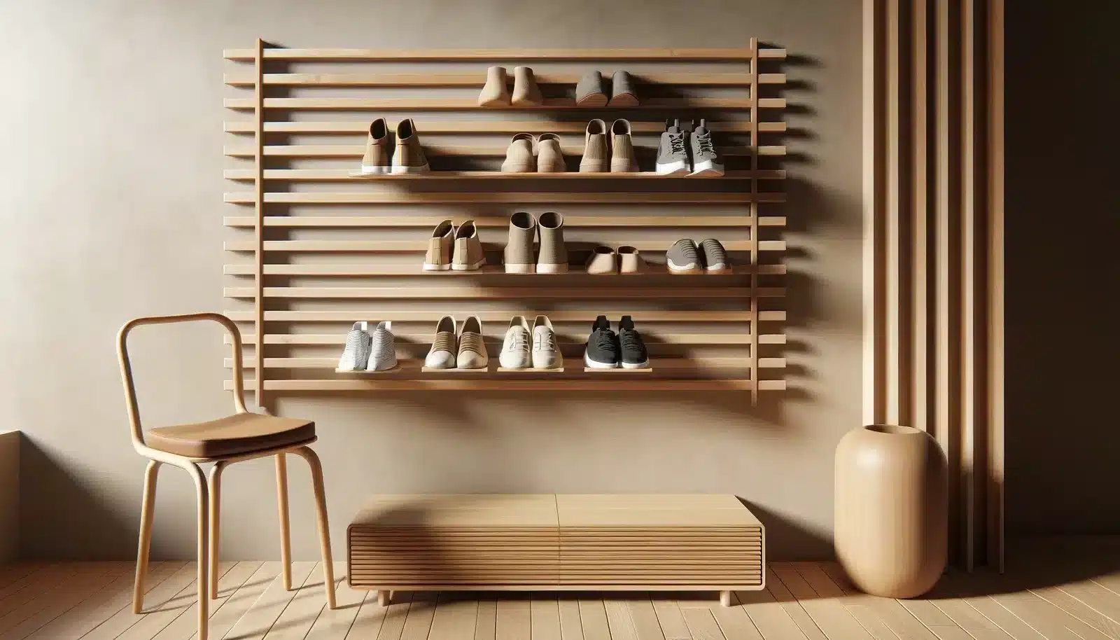  wall-mounted shoe rack with an integration of contemporary minimalism